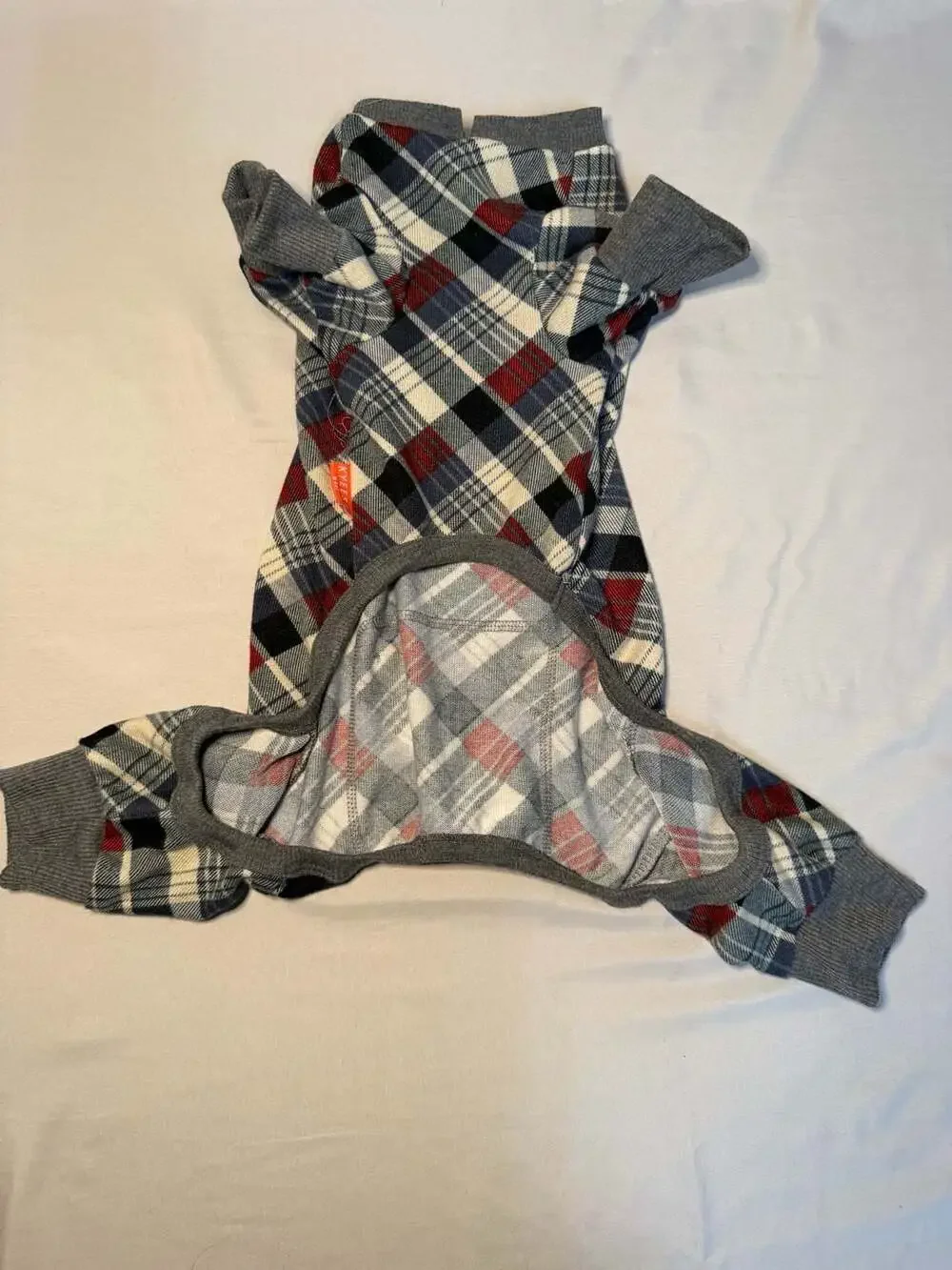 Kyeese Dog Pajamas Plaid 4 Legs Jumpsuit, XL